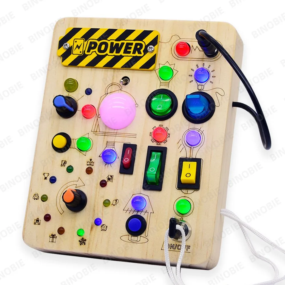 Busy board Montessori con interruttori e LED